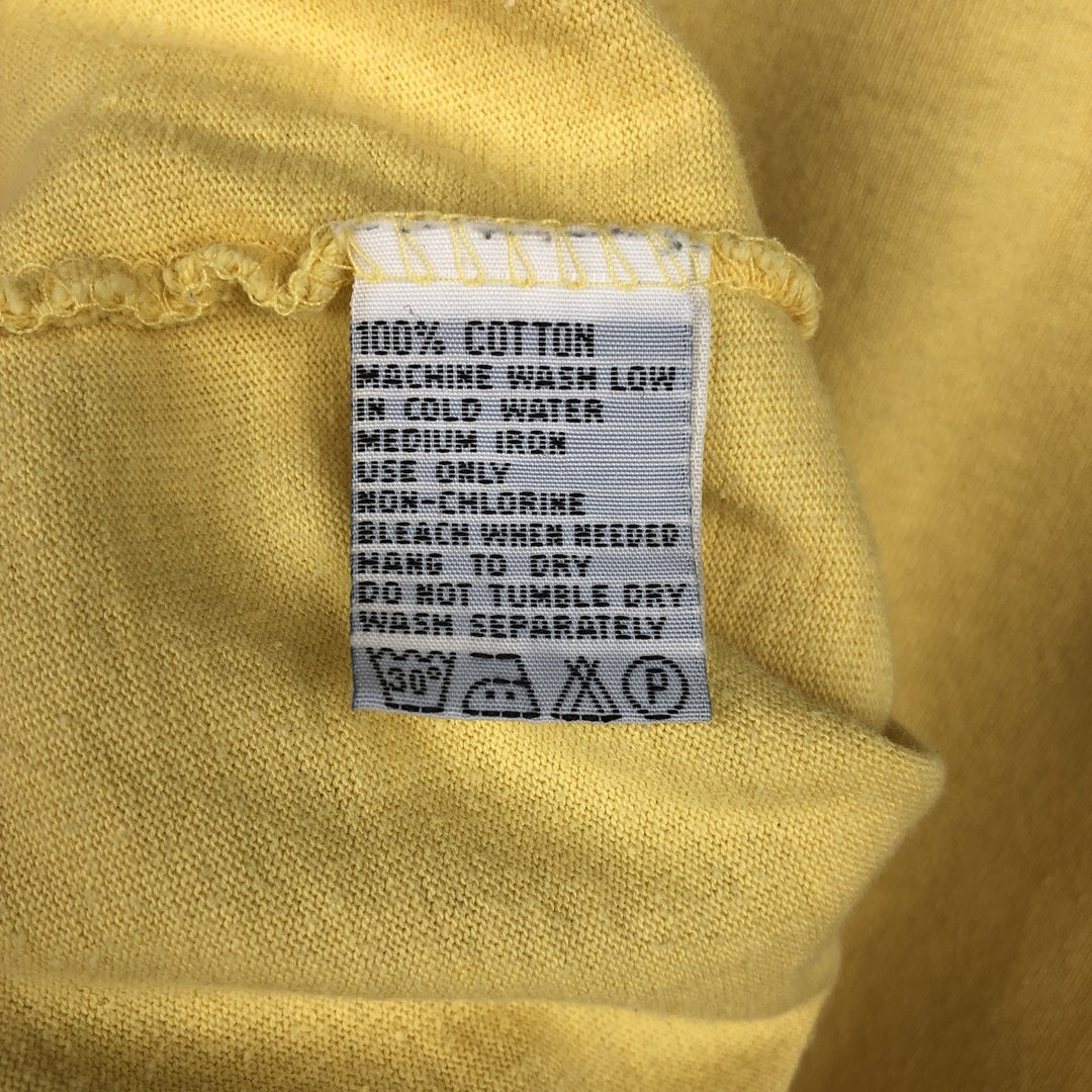 90'S style printed T-shirt, men's size XL. cotton yellow type Vintage Second Hand
