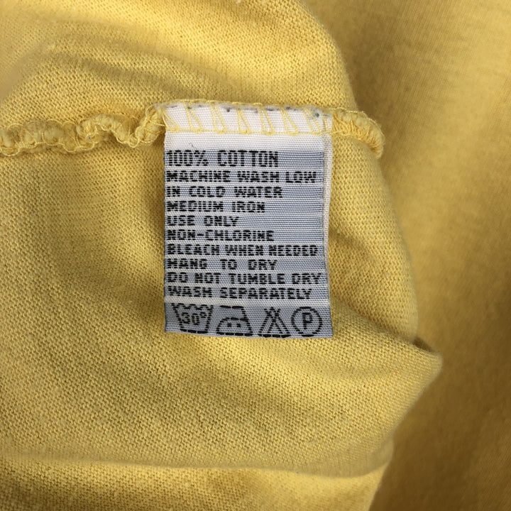 90'S style printed T-shirt, men's size XL. cotton yellow type Vintage Second Hand