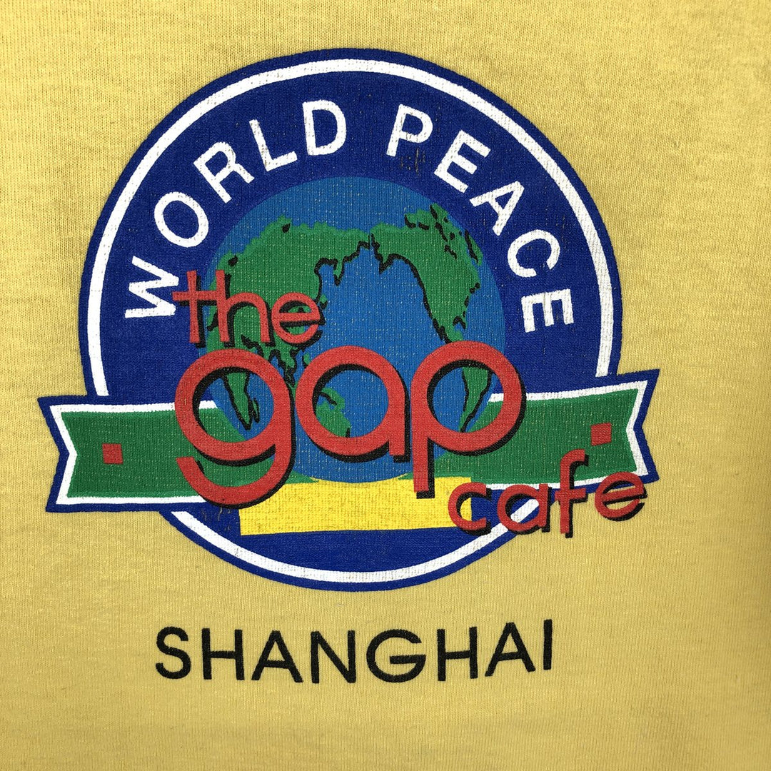 90'S style printed T-shirt, men's size XL. cotton yellow type Vintage Second Hand