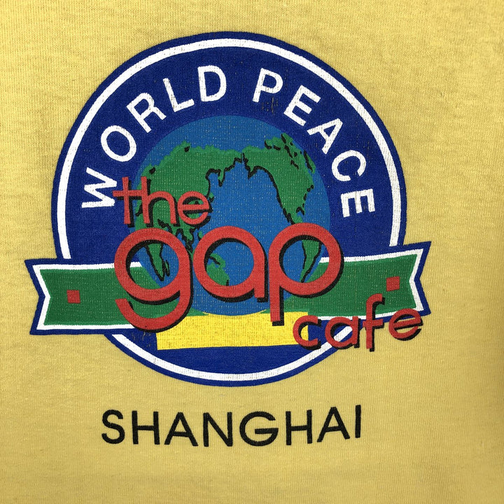 90'S style printed T-shirt, men's size XL. cotton yellow type Vintage Second Hand