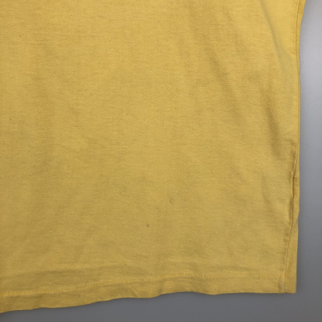 90'S style printed T-shirt, men's size XL. cotton yellow type Vintage Second Hand