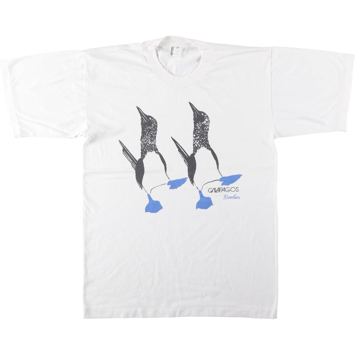 ~90'S ACTUAL GALAPAGOS Print T-Shirt, Men's Size L (Equivalent), Vintage unclear white type Vintage Second Hand