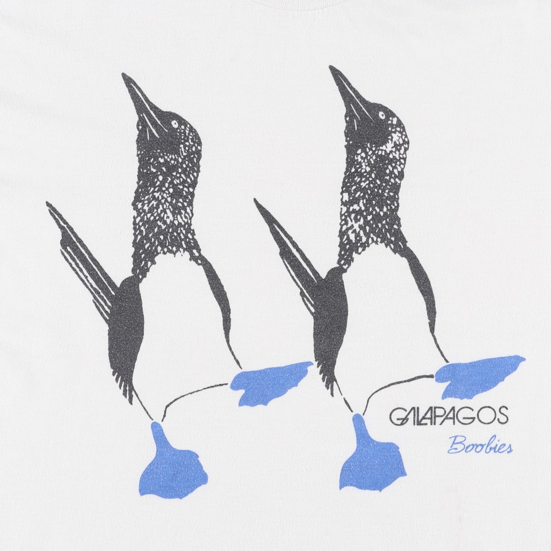 ~90'S ACTUAL GALAPAGOS Print T-Shirt, Men's Size L (Equivalent), Vintage unclear white type Vintage Second Hand