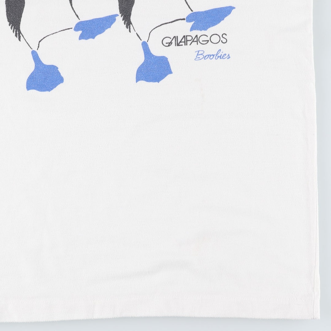 ~90'S ACTUAL GALAPAGOS Print T-Shirt, Men's Size L (Equivalent), Vintage unclear white type Vintage Second Hand