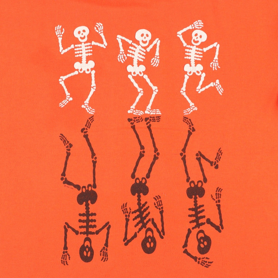 Skull Pattern Printed T-shirt Men's XL size unclear orange type Vintage Second Hand