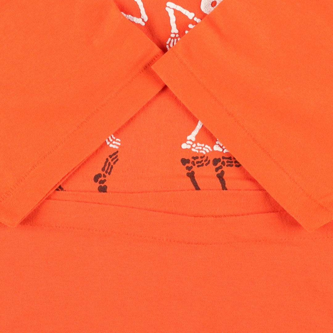Skull Pattern Printed T-shirt Men's XL size unclear orange type Vintage Second Hand