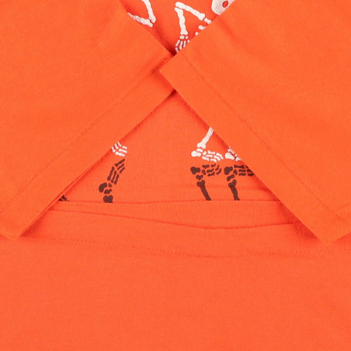 Skull Pattern Printed T-shirt Men's XL size unclear orange type Vintage Second Hand
