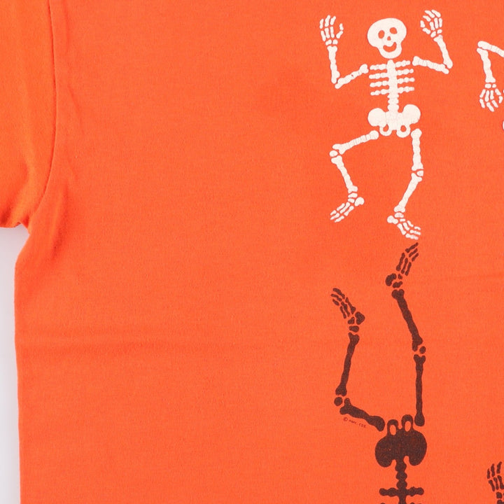 Skull Pattern Printed T-shirt Men's XL size unclear orange type Vintage Second Hand