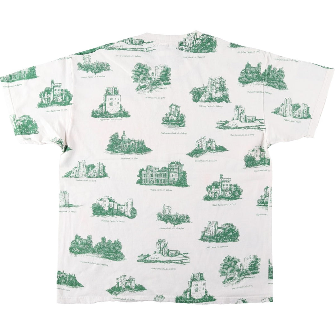 Lee All-Over Print T-Shirt, Made in USA, Men's Size L (Equivalent), Vintage cotton white type Vintage Second Hand