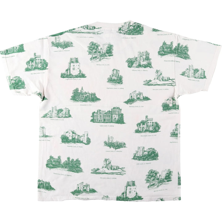 Lee All-Over Print T-Shirt, Made in USA, Men's Size L (Equivalent), Vintage cotton white type Vintage Second Hand