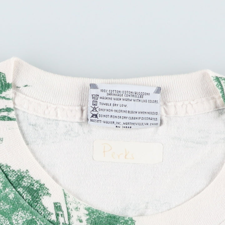Lee All-Over Print T-Shirt, Made in USA, Men's Size L (Equivalent), Vintage cotton white type Vintage Second Hand