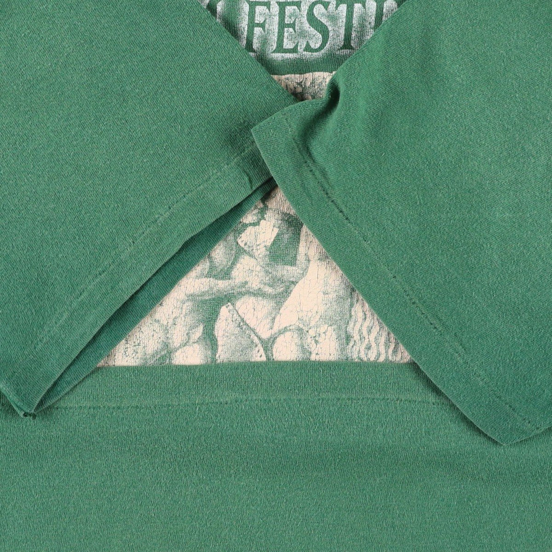 Hanes BEEFY-T Printed T-Shirt, Made in USA, Men's Size XL cotton green type Vintage Second Hand