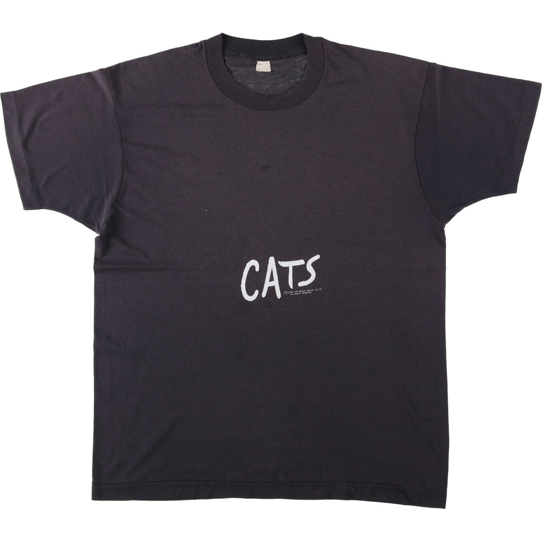 80'S Screen Stars Cats print T-shirt, Made in USA, Men's XL equivalent, Vintage cotton black type Vintage Second Hand
