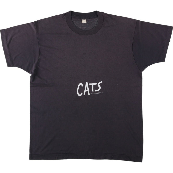 80'S Screen Stars Cats print T-shirt, Made in USA, Men's XL equivalent, Vintage cotton black type Vintage Second Hand