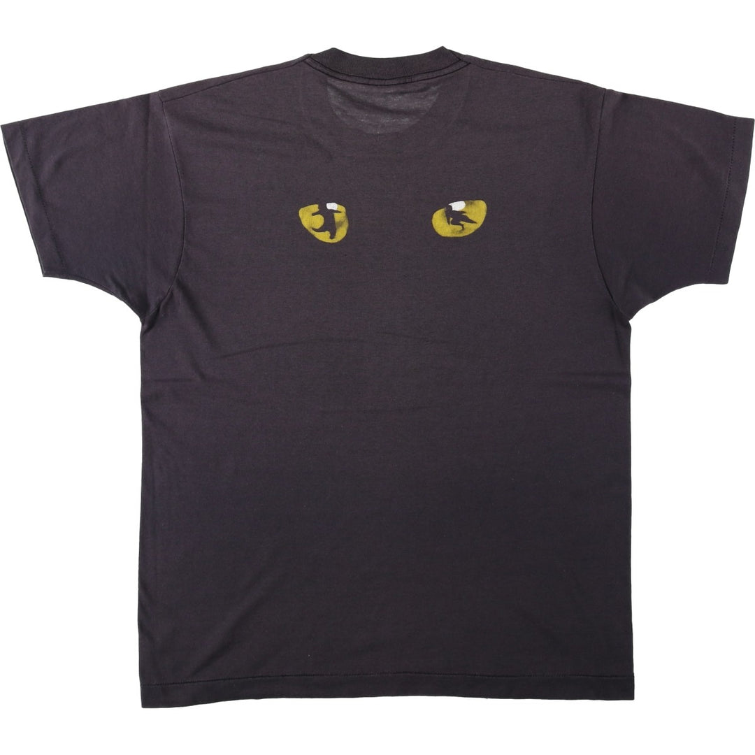 80'S Screen Stars Cats print T-shirt, Made in USA, Men's XL equivalent, Vintage cotton black type Vintage Second Hand