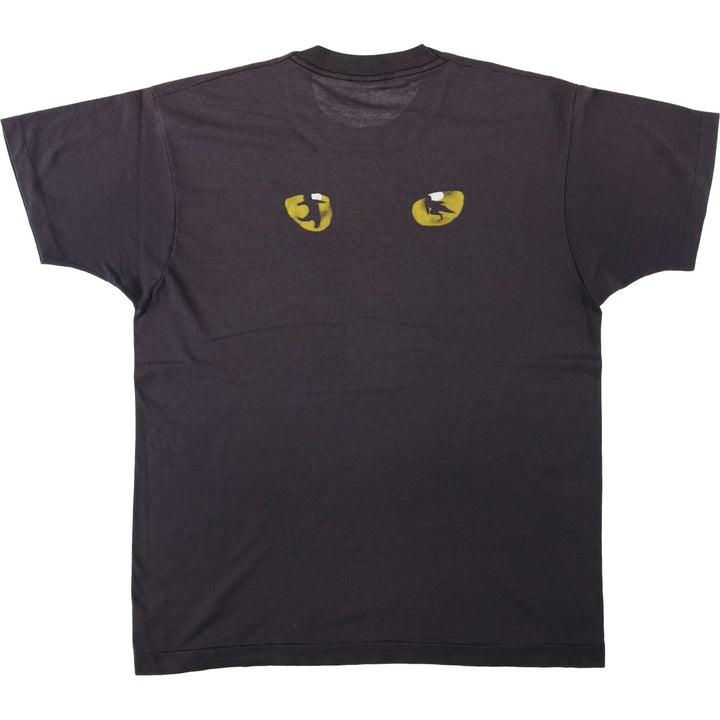 80'S Screen Stars Cats print T-shirt, Made in USA, Men's XL equivalent, Vintage cotton black type Vintage Second Hand