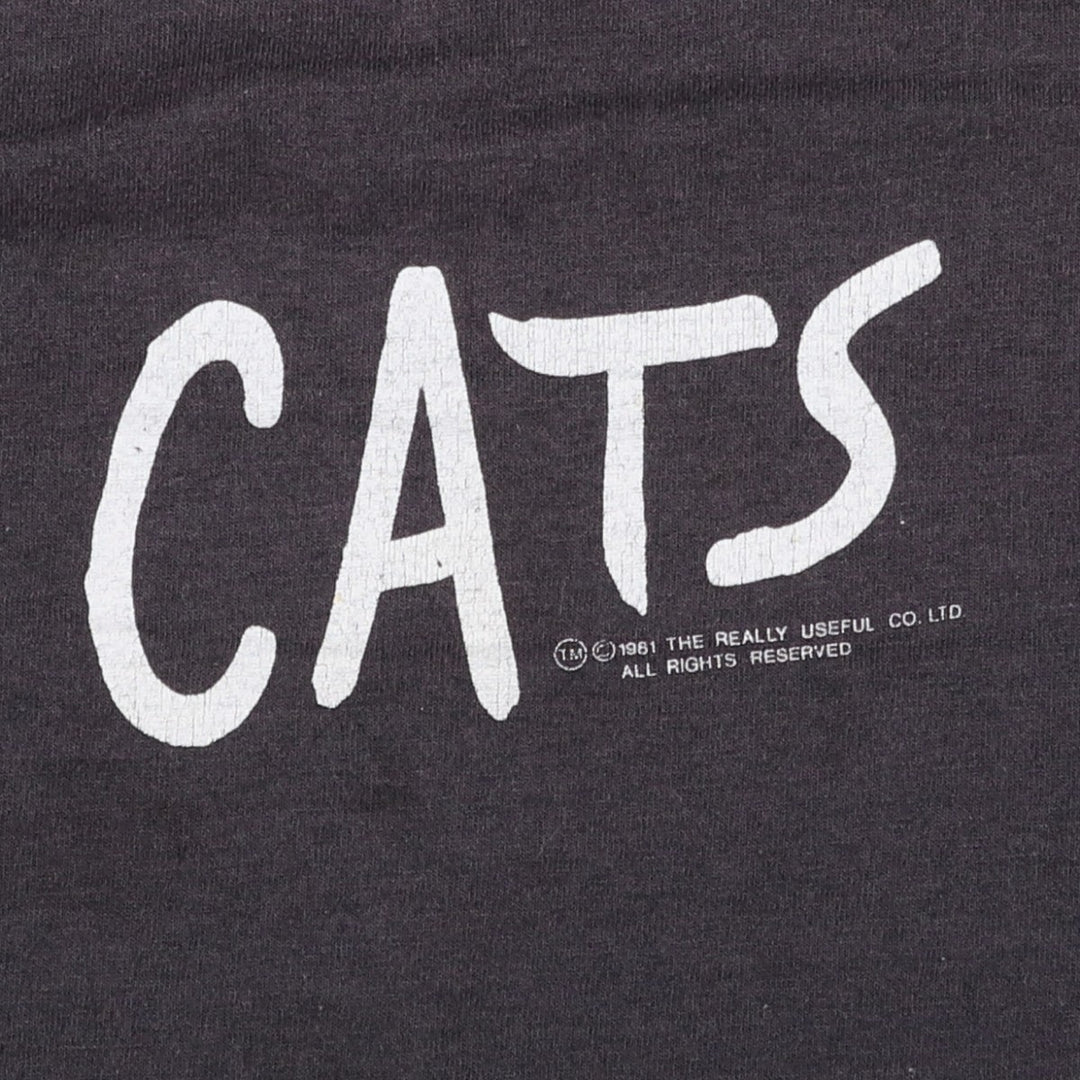 80'S Screen Stars Cats print T-shirt, Made in USA, Men's XL equivalent, Vintage cotton black type Vintage Second Hand