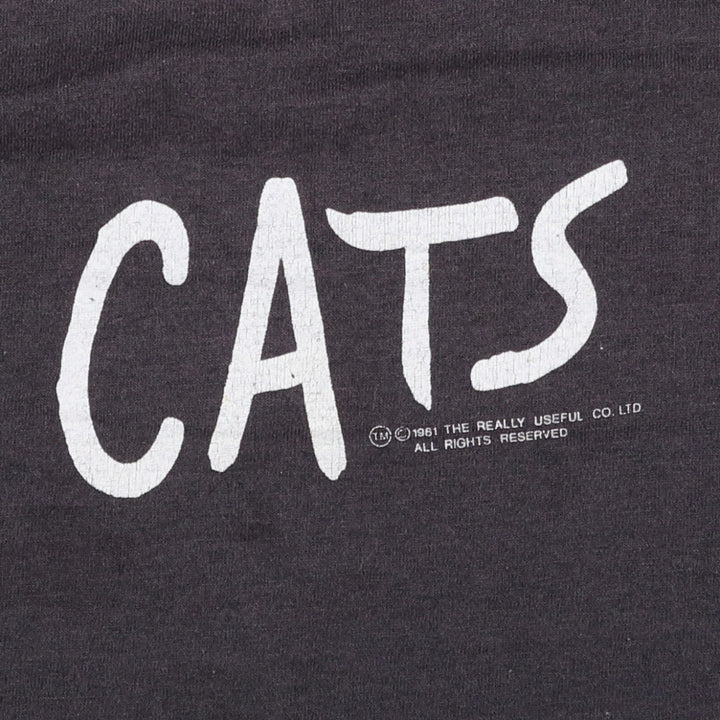 80'S Screen Stars Cats print T-shirt, Made in USA, Men's XL equivalent, Vintage cotton black type Vintage Second Hand