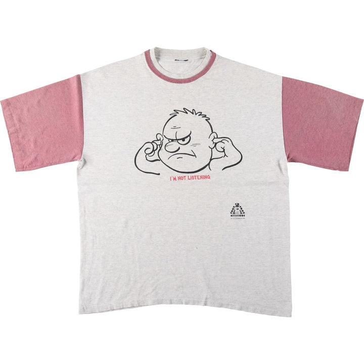 Printed T-shirt, men's size XL unclear pale white type Vintage Second Hand