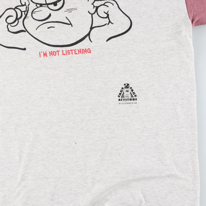 Printed T-shirt, men's size XL unclear pale white type Vintage Second Hand