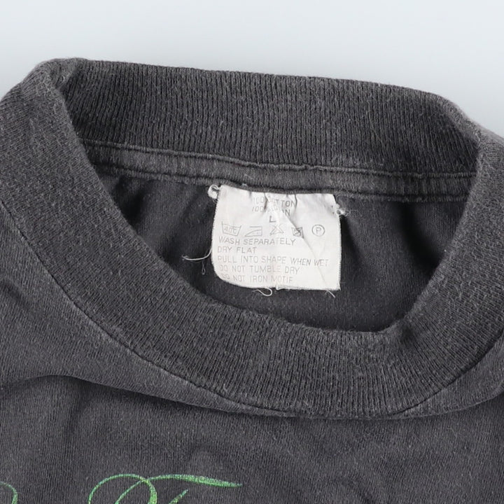 Printed T-shirt, men's size L cotton Charcoal Vintage Second Hand