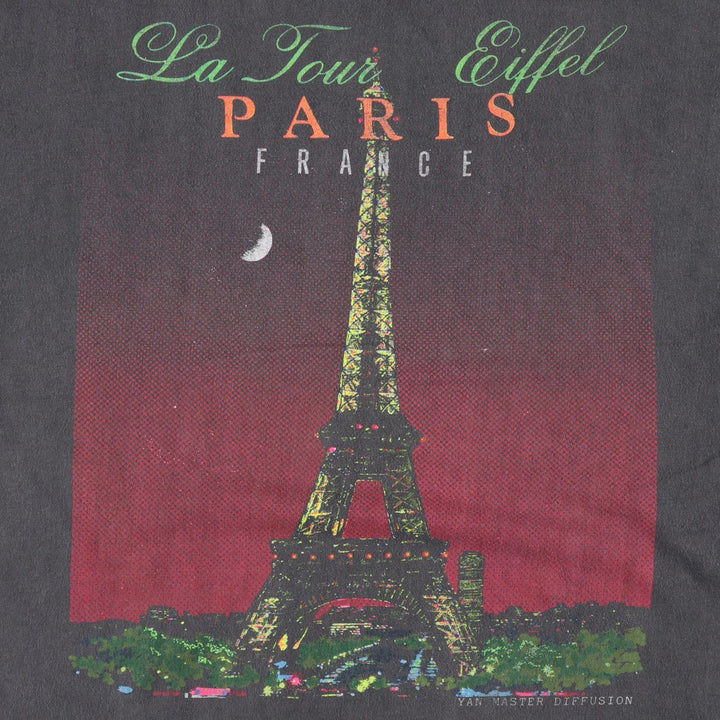 Printed T-shirt, men's size L cotton Charcoal Vintage Second Hand