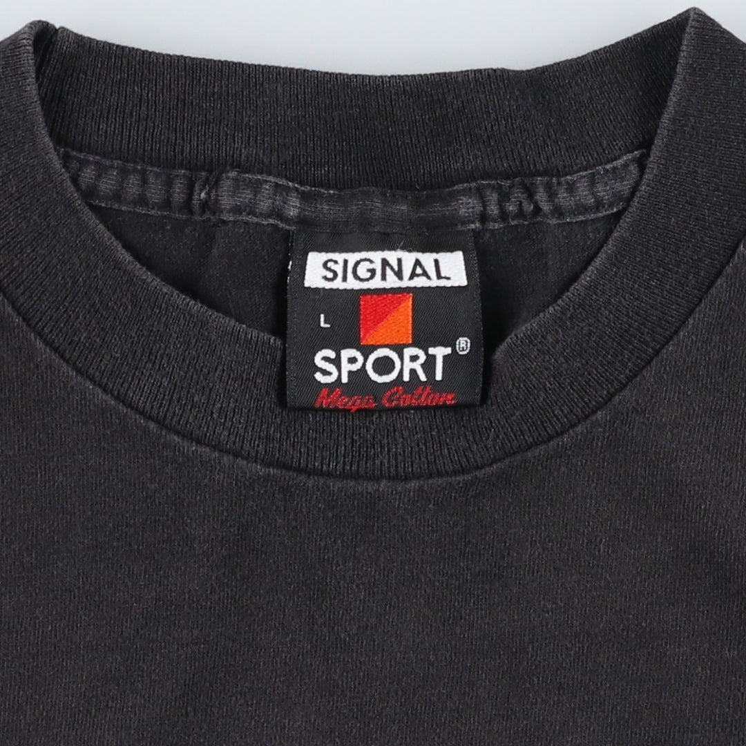 90'S SIGNAL SPORT Print T-Shirt, Made in USA, Men's Size L (Equivalent), Vintage cotton black type Vintage Second Hand