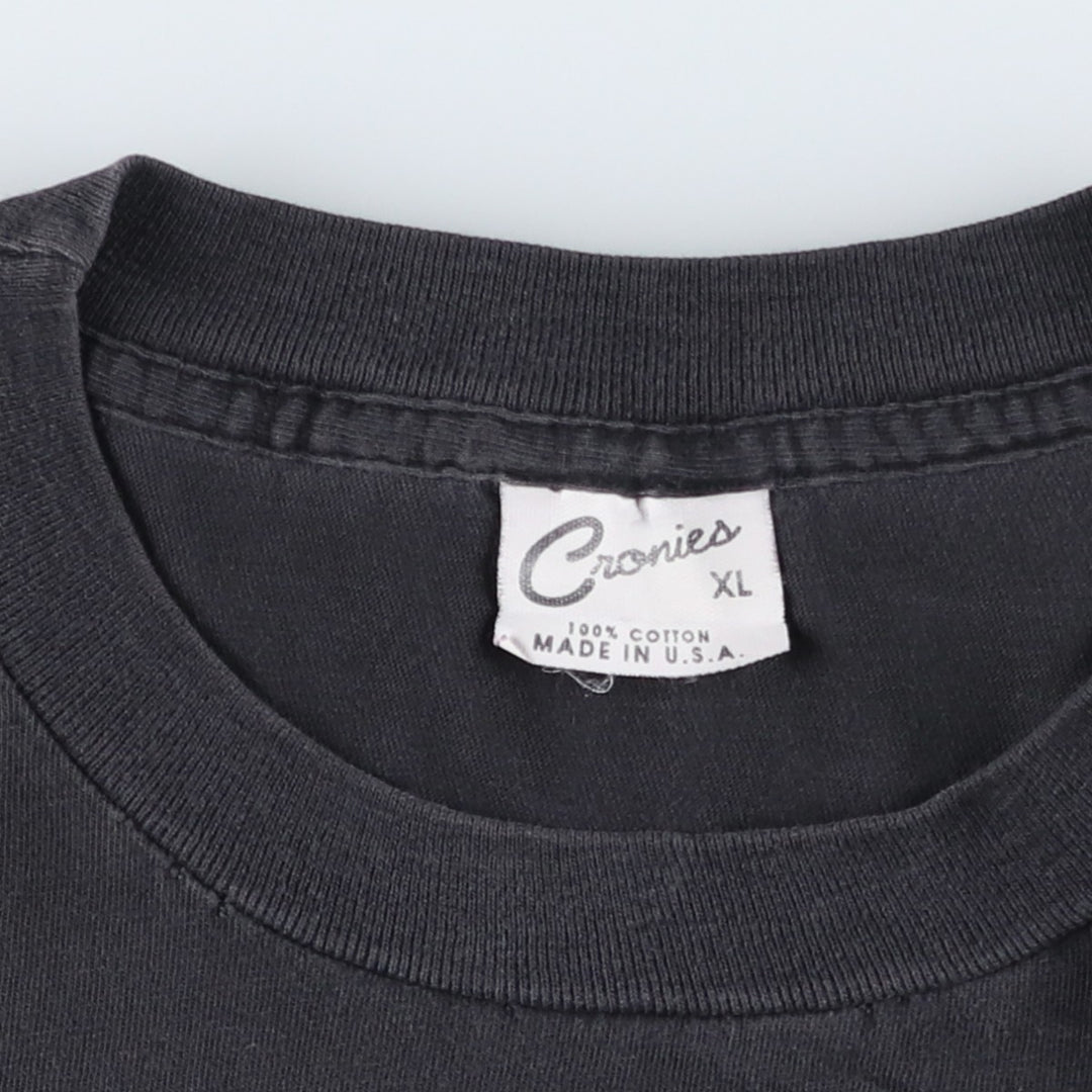 CRONIES Printed T-Shirt, Made in USA, Men's Size XL cotton black type Vintage Second Hand
