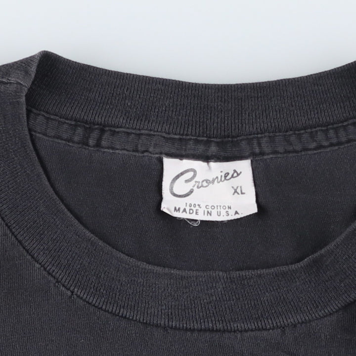 CRONIES Printed T-Shirt, Made in USA, Men's Size XL cotton black type Vintage Second Hand