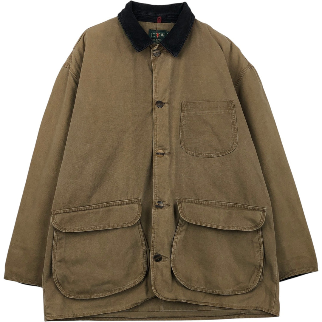 90'S J.Crew Vintage Hunting Jacket, Men's Size Small cotton Khaki type brown Vintage Second Hand