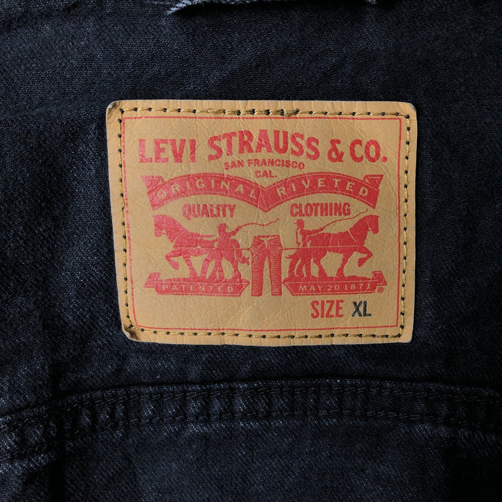 Levi's Black Denim Jacket (Men's Size XL) cotton black type Vintage Second Hand