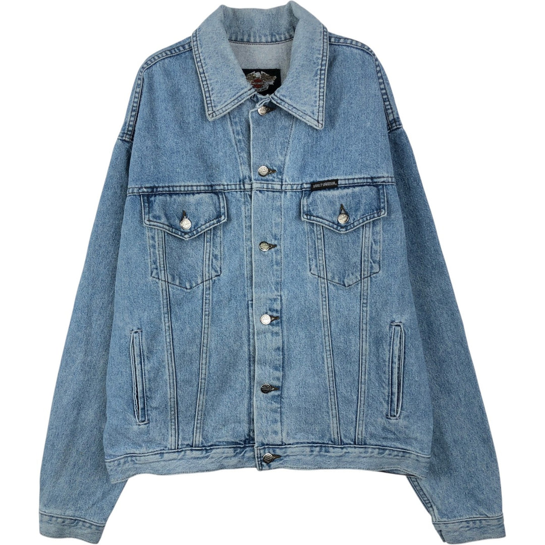 Harley-Davidson denim jacket with back logo, made in Canada, men's size M equivalent. cotton blue type Vintage Second Hand