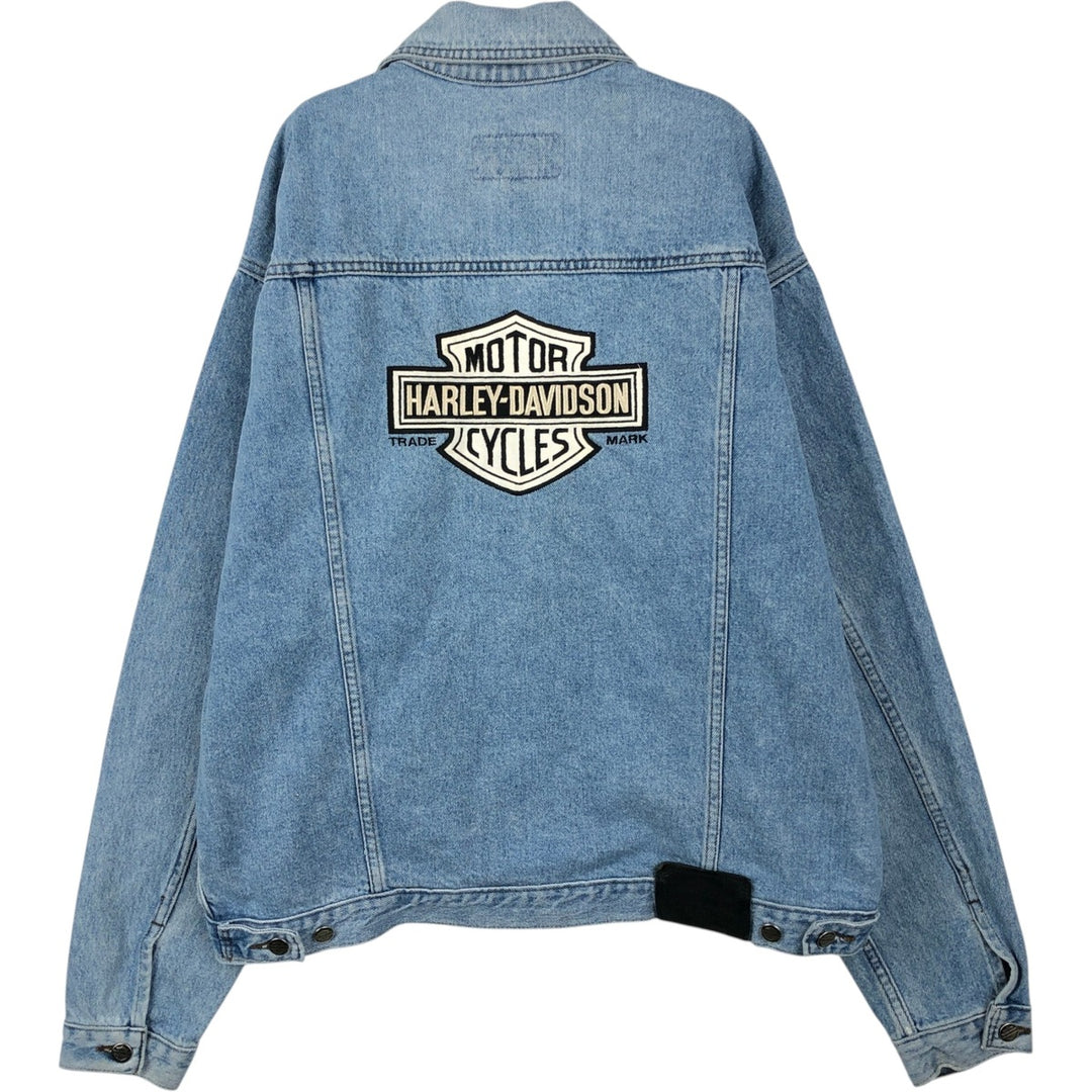 Harley-Davidson denim jacket with back logo, made in Canada, men's size M equivalent. cotton blue type Vintage Second Hand