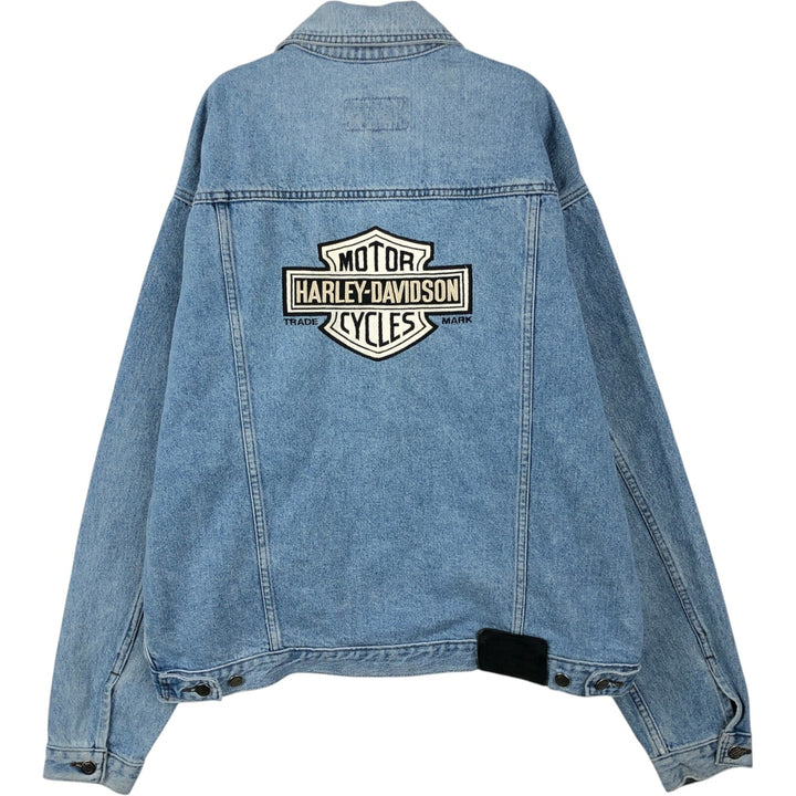 Harley-Davidson denim jacket with back logo, made in Canada, men's size M equivalent. cotton blue type Vintage Second Hand