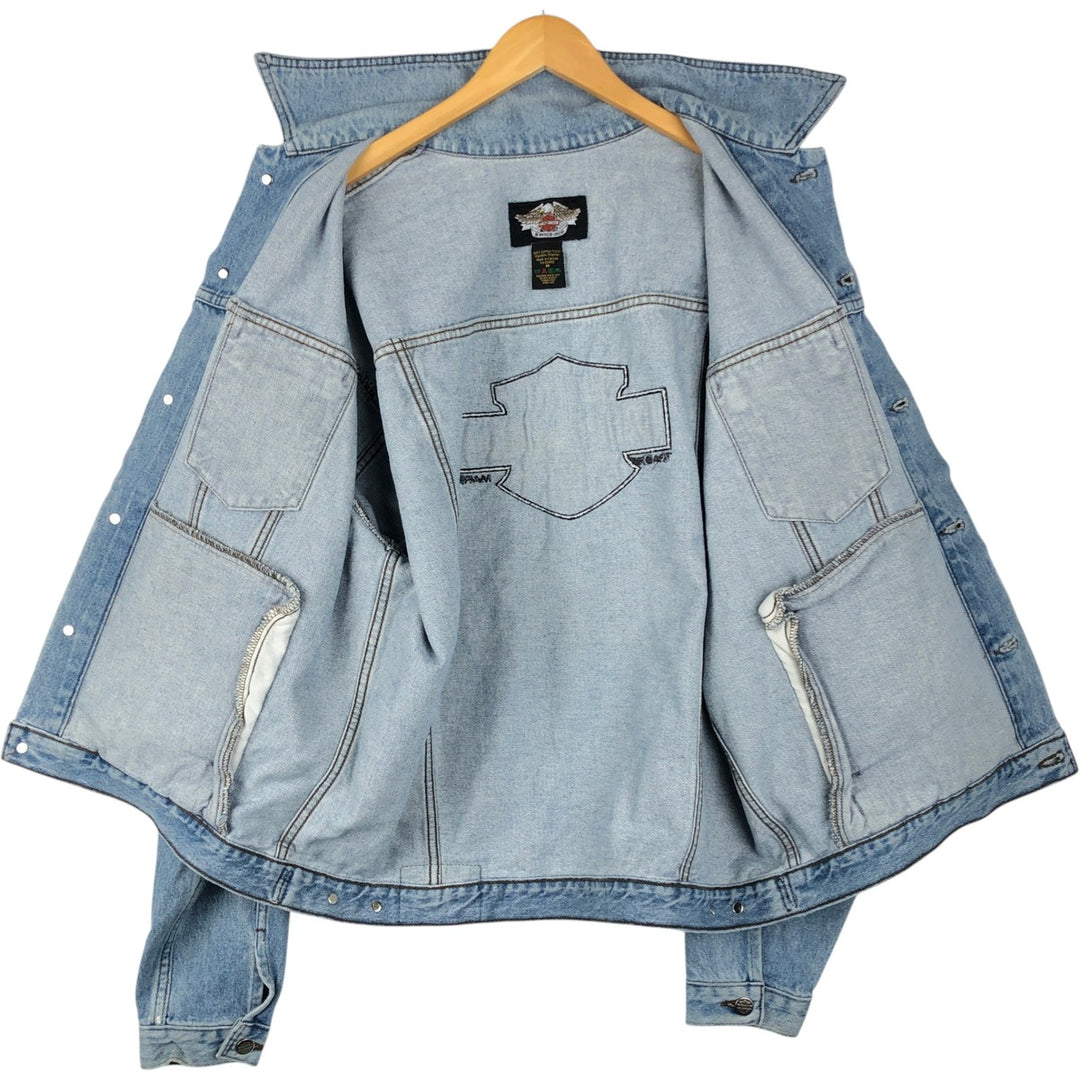Harley-Davidson denim jacket with back logo, made in Canada, men's size M equivalent. cotton blue type Vintage Second Hand