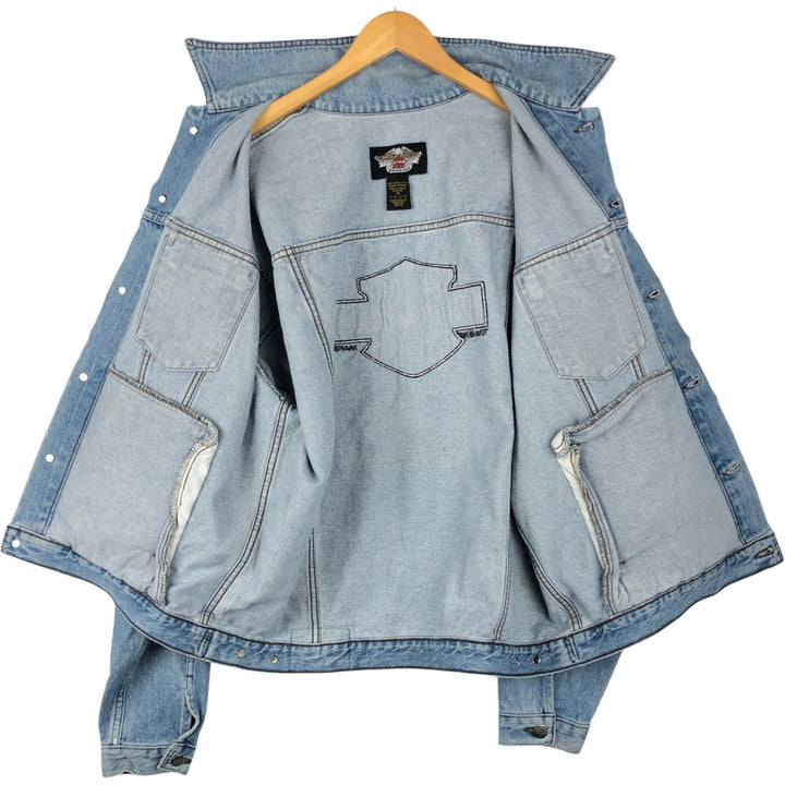 Harley-Davidson denim jacket with back logo, made in Canada, men's size M equivalent. cotton blue type Vintage Second Hand