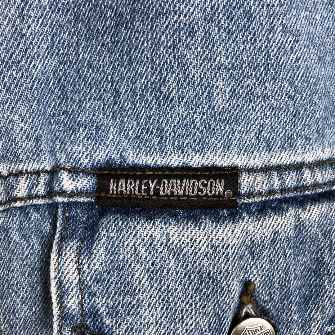 Harley-Davidson denim jacket with back logo, made in Canada, men's size M equivalent. cotton blue type Vintage Second Hand