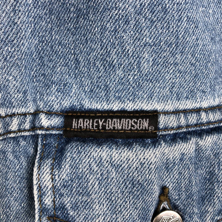 Harley-Davidson denim jacket with back logo, made in Canada, men's size M equivalent. cotton blue type Vintage Second Hand