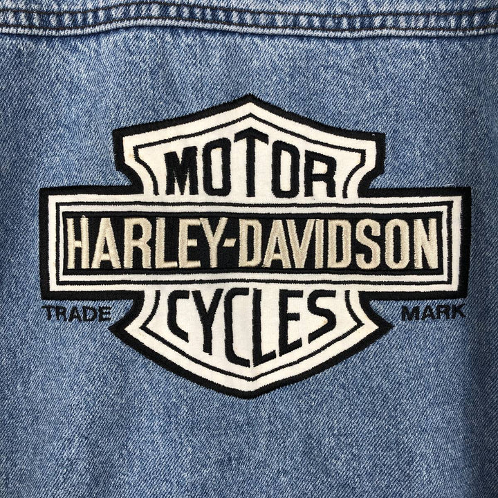 Harley-Davidson denim jacket with back logo, made in Canada, men's size M equivalent. cotton blue type Vintage Second Hand