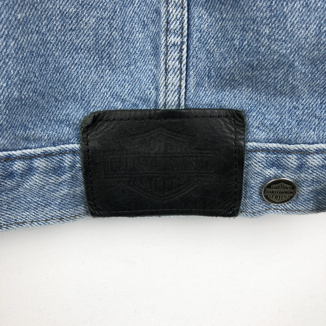 Harley-Davidson denim jacket with back logo, made in Canada, men's size M equivalent. cotton blue type Vintage Second Hand