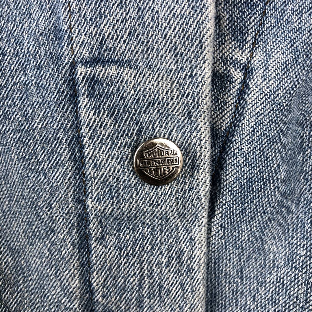 Harley-Davidson denim jacket with back logo, made in Canada, men's size M equivalent. cotton blue type Vintage Second Hand