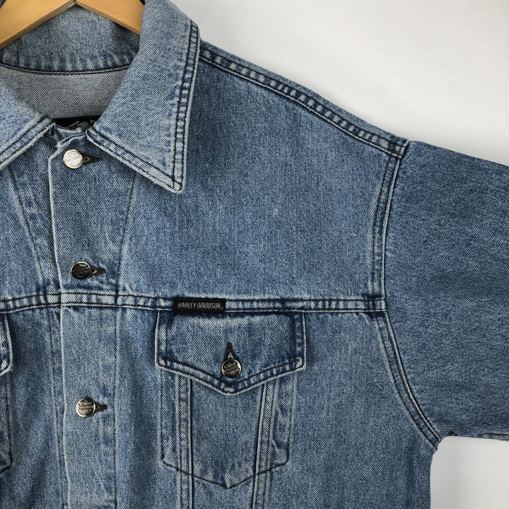 Harley-Davidson denim jacket with back logo, made in Canada, men's size M equivalent. cotton blue type Vintage Second Hand