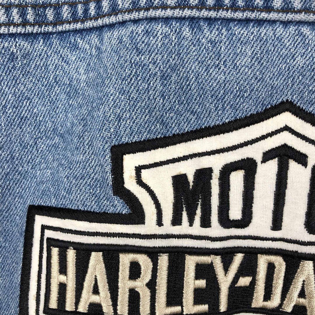 Harley-Davidson denim jacket with back logo, made in Canada, men's size M equivalent. cotton blue type Vintage Second Hand
