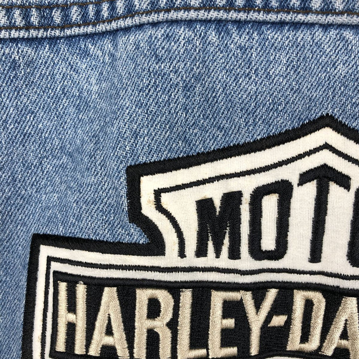 Harley-Davidson denim jacket with back logo, made in Canada, men's size M equivalent. cotton blue type Vintage Second Hand