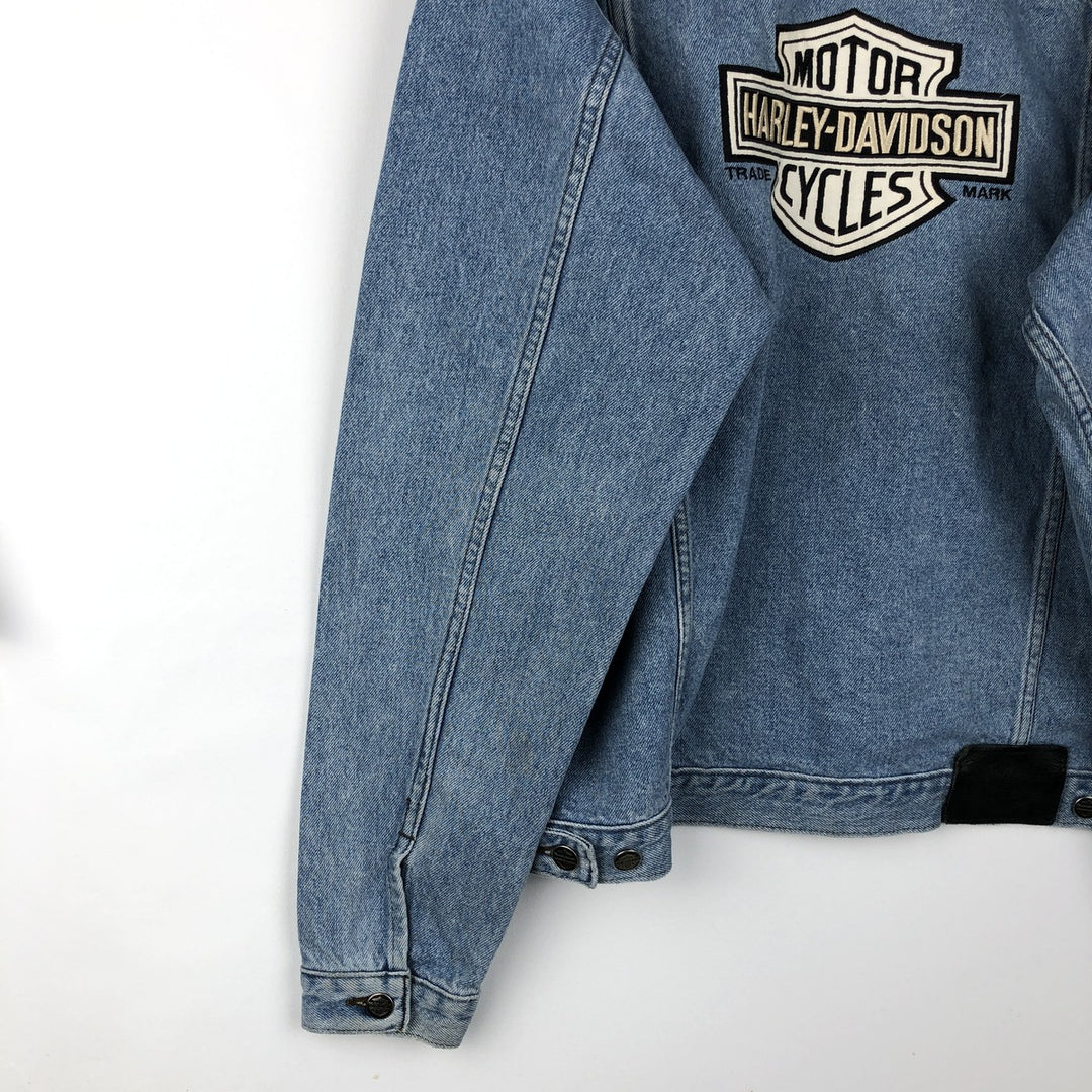 Harley-Davidson denim jacket with back logo, made in Canada, men's size M equivalent. cotton blue type Vintage Second Hand