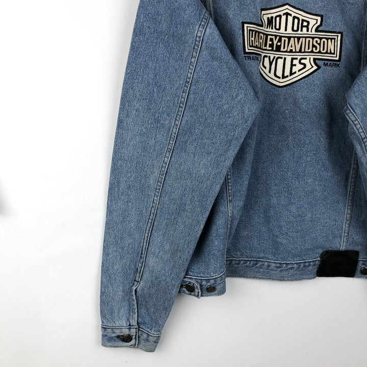 Harley-Davidson denim jacket with back logo, made in Canada, men's size M equivalent. cotton blue type Vintage Second Hand