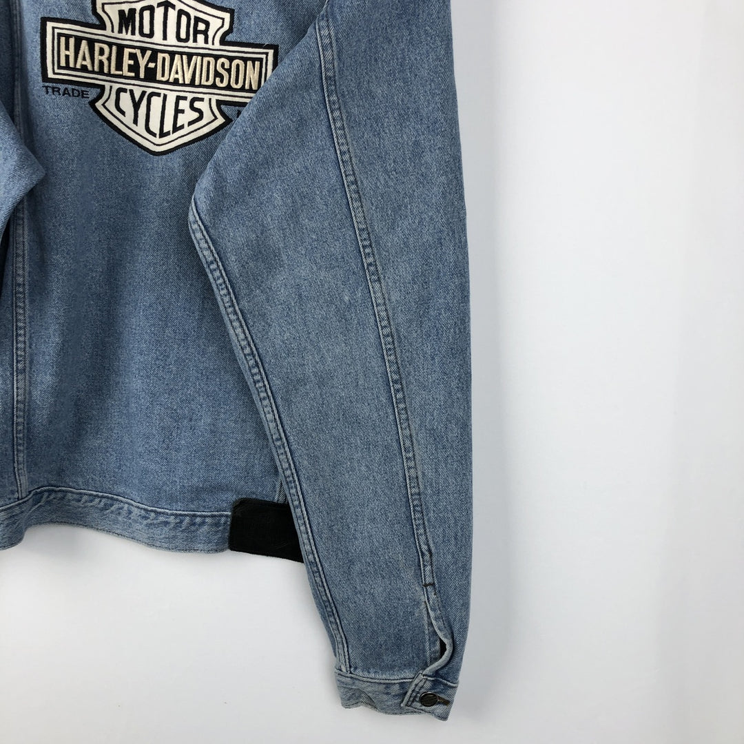 Harley-Davidson denim jacket with back logo, made in Canada, men's size M equivalent. cotton blue type Vintage Second Hand