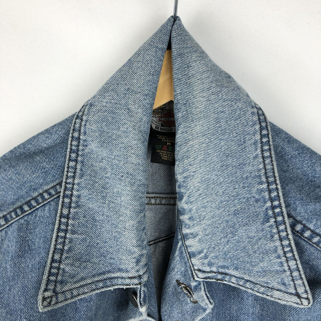 Harley-Davidson denim jacket with back logo, made in Canada, men's size M equivalent. cotton blue type Vintage Second Hand