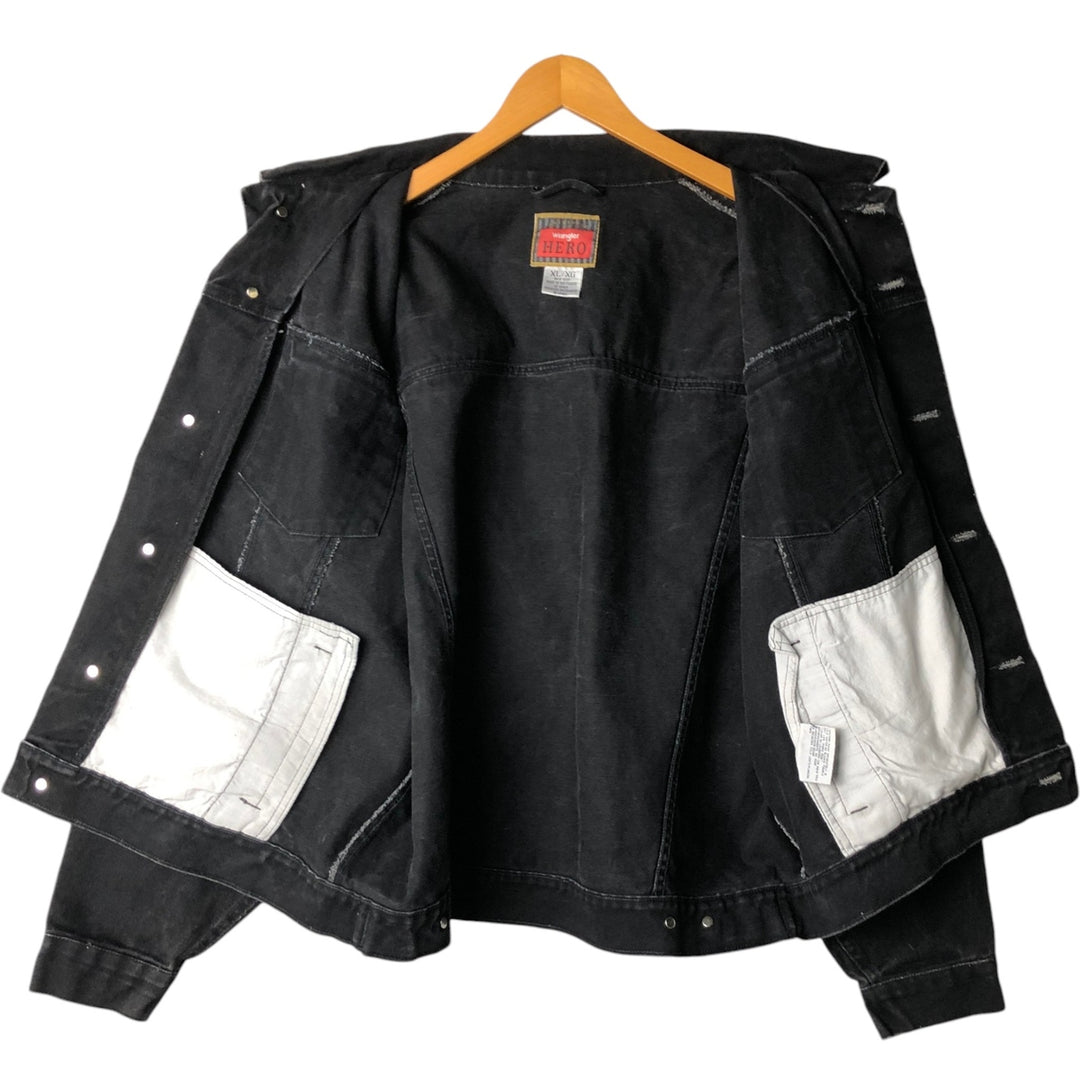 90'S Wrangler HERO Black Denim Jacket, Men's XL (approx.), Vintage cotton black type Vintage Second Hand