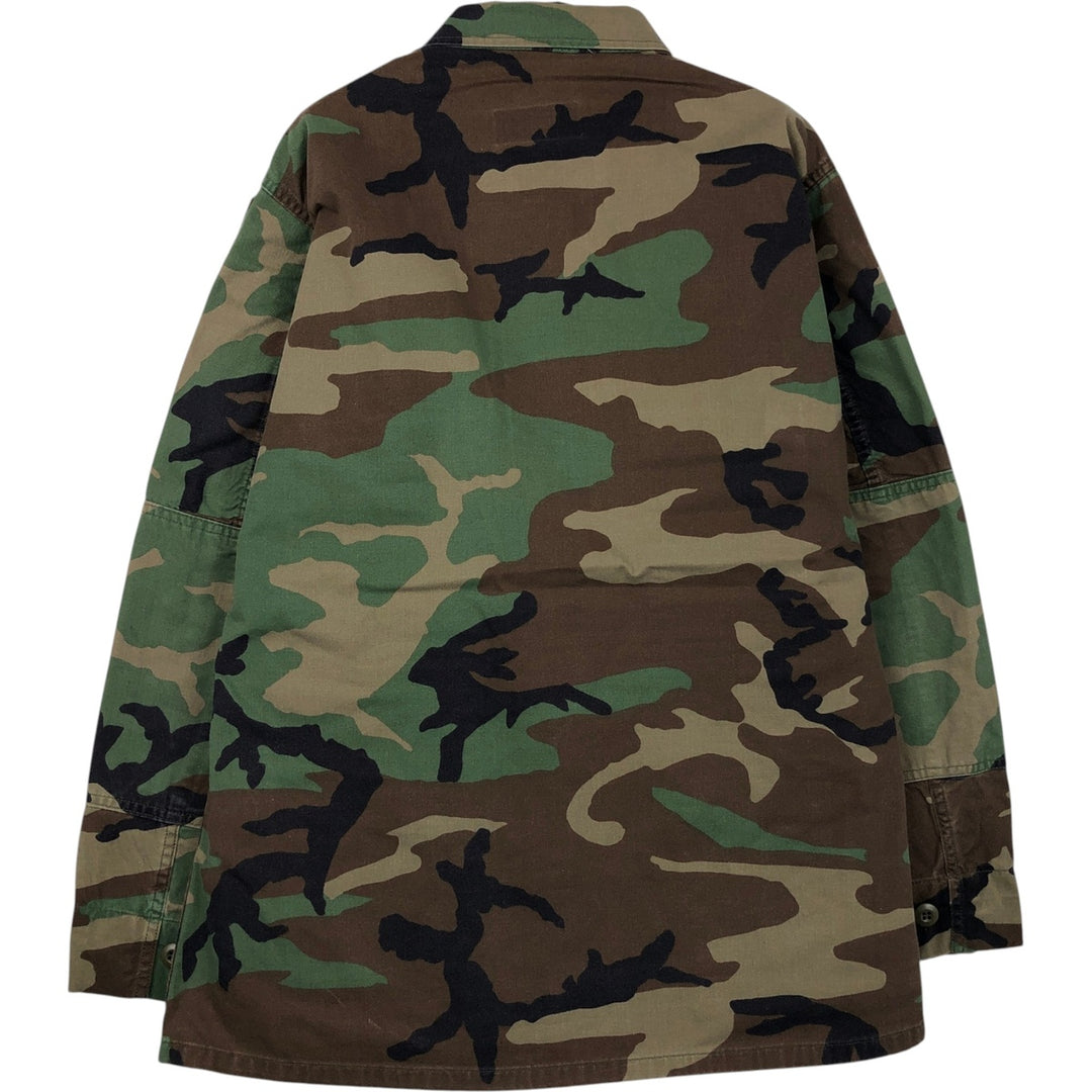 1990'S US Military Camouflage Pattern Woodland Camo BDU Military Jacket, Made in USA, Medium-Regular, Men's Size M, Vintage Nylon Khaki type Vintage Second Hand